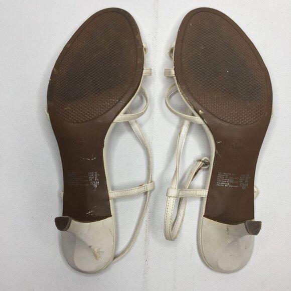 Fioni Womens White Heel Slingback Sandal 77534-10 Spring Summer Casual Size 10 - Picture 7 of 9